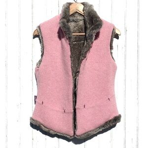 GEIGER WOOL KNIT RABBIT FUR VEST